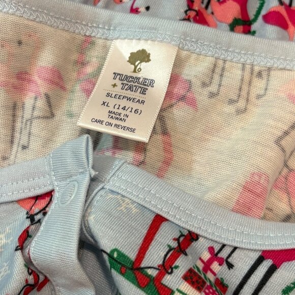 Tucker & Tate Girls Holiday Flamingo Print Long Sleeve Romper Pajamas XL (14/16) - Picture 4 of 4